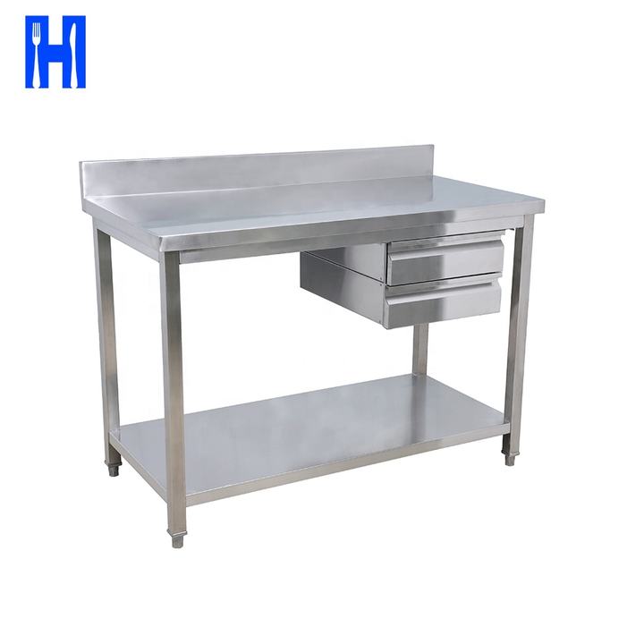 Heavybao Stainless Steel Commercial Kitchen Prep & Work Table w/ Backsplash