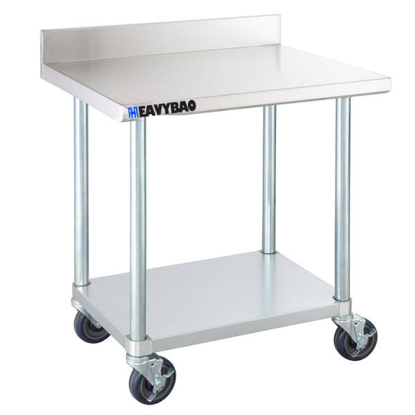 Heavybao Stainless Steel Commercial Work Table With Backsplash Catering Tables Professional Food Prep Tables