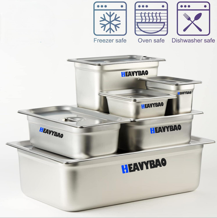 Heavybao Stainless Steel Counter Pan for Hotels and Restaurants for Food Service in Kitchens and Canteens Bulk Purchase Discounts