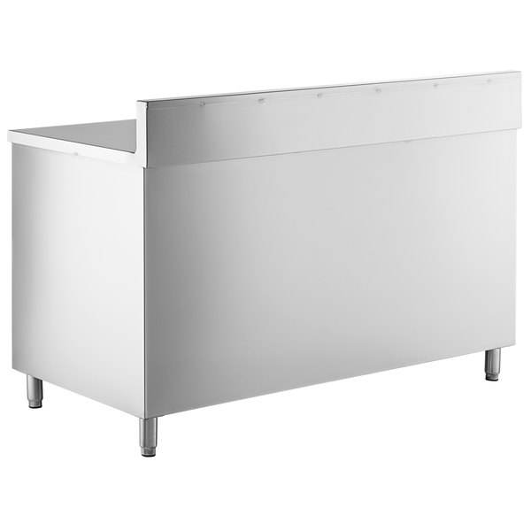 Heavybao Stainless Steel Enclosed Base Sliding Door Table With Adjustable Midshelf And Backsplash Kichen Table Bulk Orders