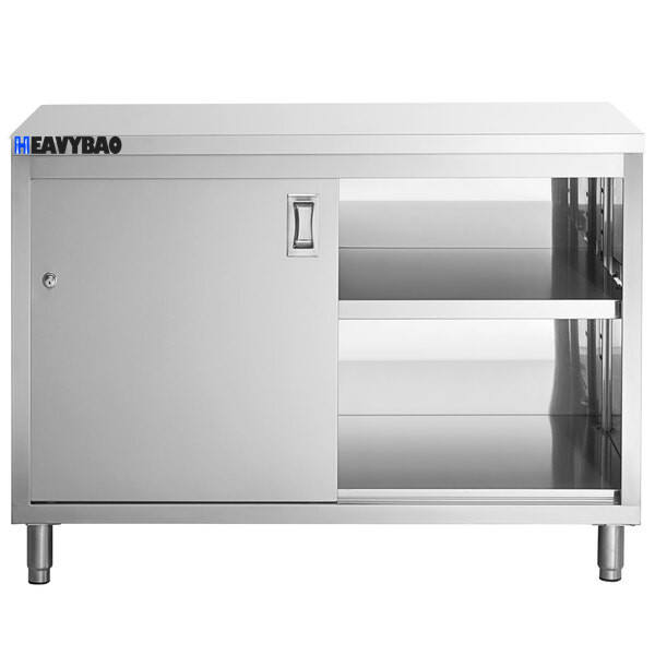 Heavybao Stainless Steel Enclosed Base Table With Sliding Doors And Adjustable Midshelf Restaurant Preparing Tables China Industrial Supplier Chain