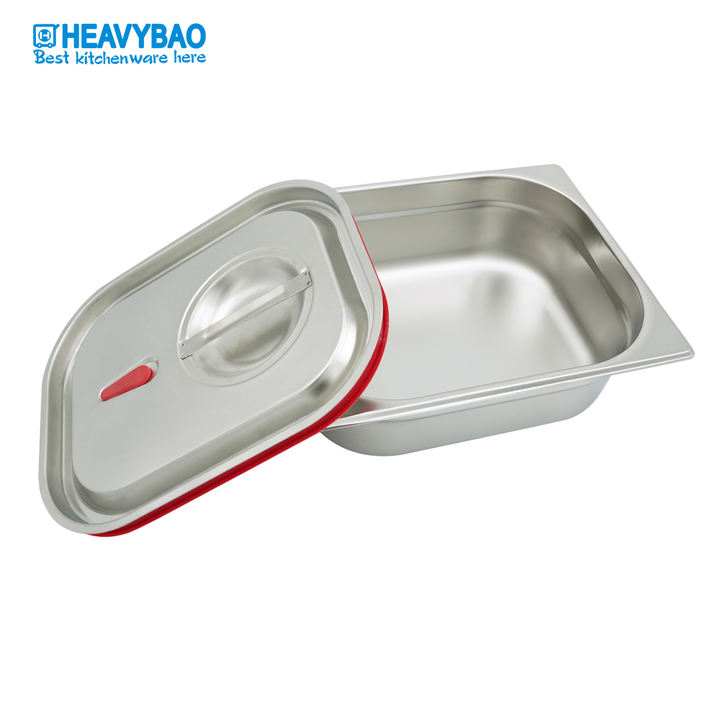 Heavybao Stainless Steel  Gastronome Container Anti-Jam Standard Hotel GN Food Pans Silicone Lid Factory to Consumer Operations