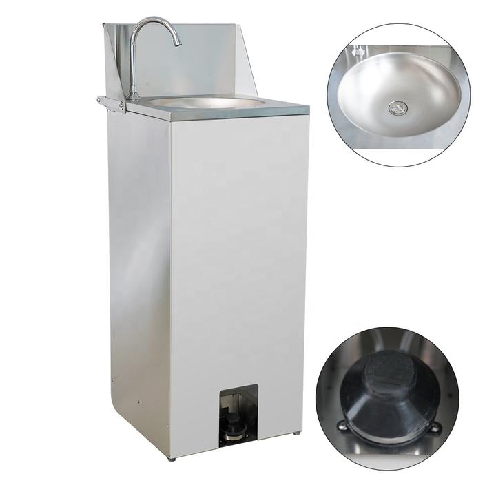 Heavybao Stainless Steel Movable Foot-operated Wash Basin Hand Free Metal Sink