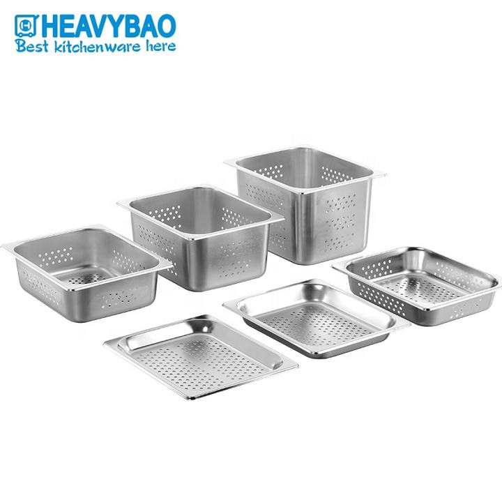 Heavybao Stainless Steel Punch Catering Gastronorm Food Container Perforated GN Serving Pan Strainer Wholesale Trade Supplier Innovation