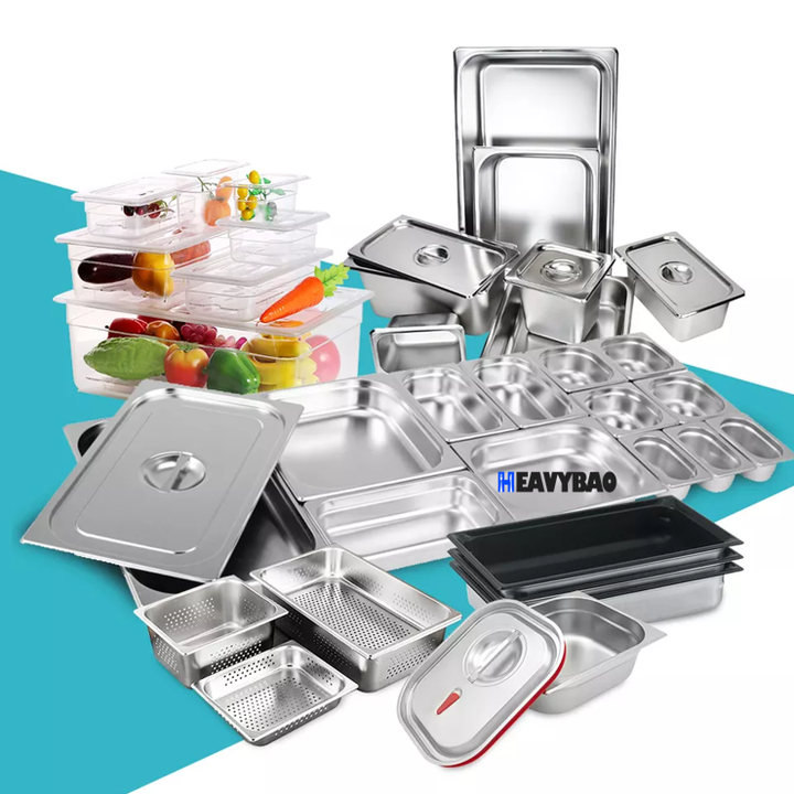 Heavybao Stainless Steel Regular 1/3 GN Pan Kitchen's Stackable and Nestable Design for Hotels and Restaurants Chinese Wholesale Supplier