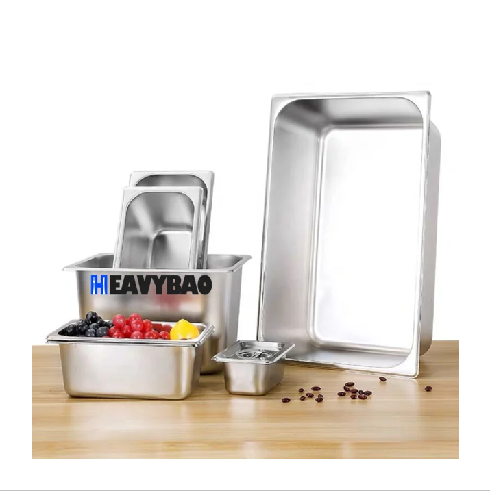 Heavybao Stainless Steel Regular 1/3 GN Pan Kitchen's Stackable and Nestable Design for Hotels and Restaurants Chinese Wholesale Supplier