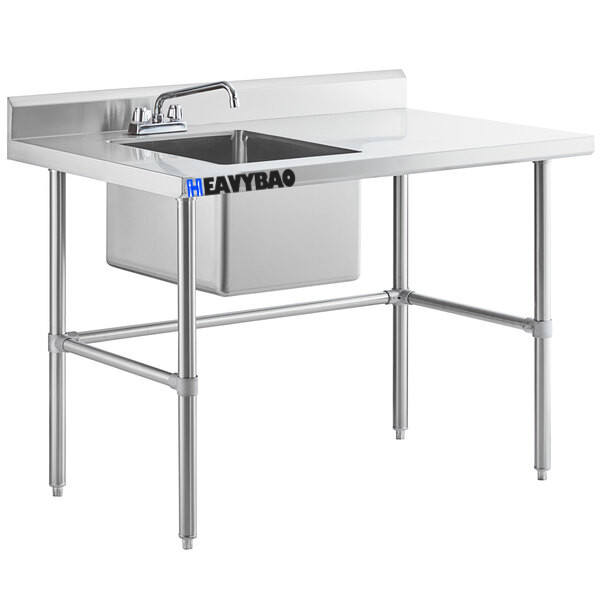 Heavybao Stainless Steel Restaurant Kitchen Sink Table Professional Sink Work Bench Work Table With Sink