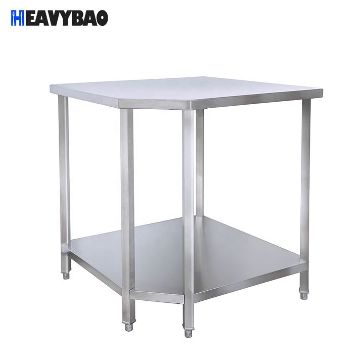 Heavybao Stainless Steel Restaurant Working Table Commercial Stainless Steel Restaurant Worktable Kitchen Corner Table