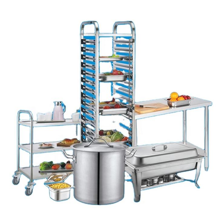 Heavybao Stainless Steel Service Chafing Dish Cooking Pot Trolley Cart GN Pan Horeca Equipment