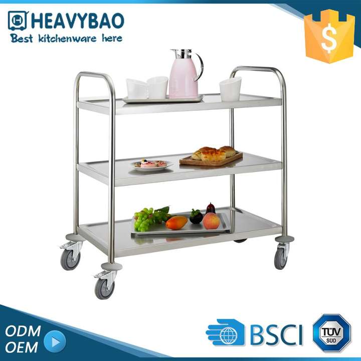 Heavybao Stainless Steel Service Chafing Dish Cooking Pot Trolley Cart GN Pan Horeca Equipment