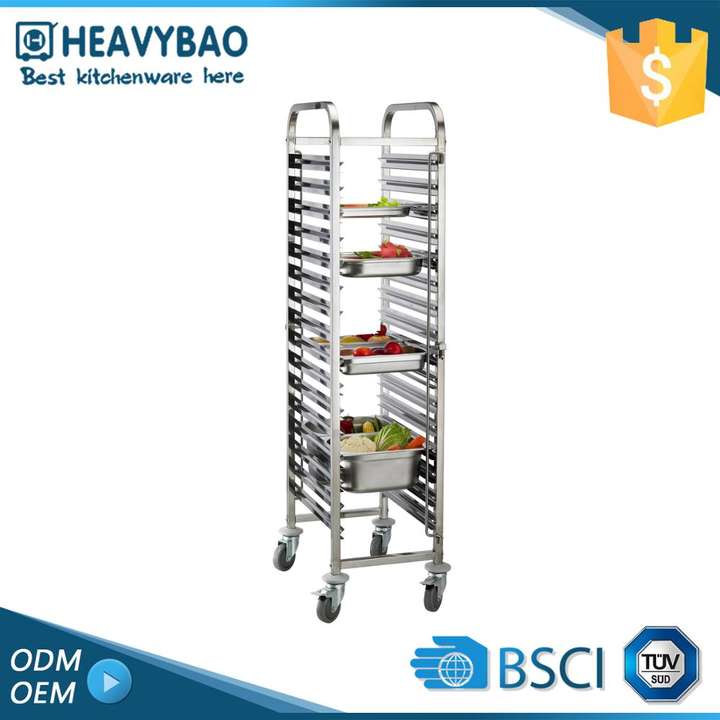 Heavybao Stainless Steel Service Chafing Dish Cooking Pot Trolley Cart GN Pan Horeca Equipment