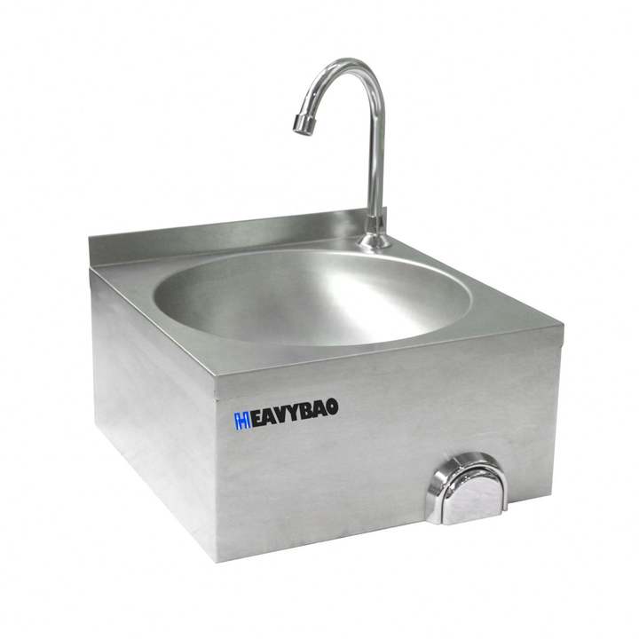 Heavybao Stainless Steel Sink Knee Operated Wash Basin With Backsplash For Hospital Use