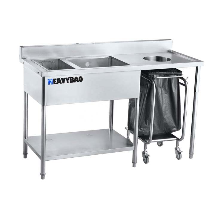 Heavybao Stainless Steel Sink Knee Operated Wash Basin With Backsplash For Hospital Use