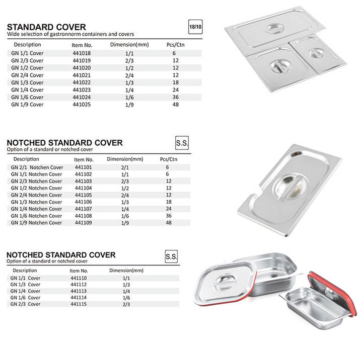 Heavybao Stainless Steel Stackable 1/1-65 GN Pan Universal Kitchenware for Hotel & Restaurant Use Gastronorm Containers