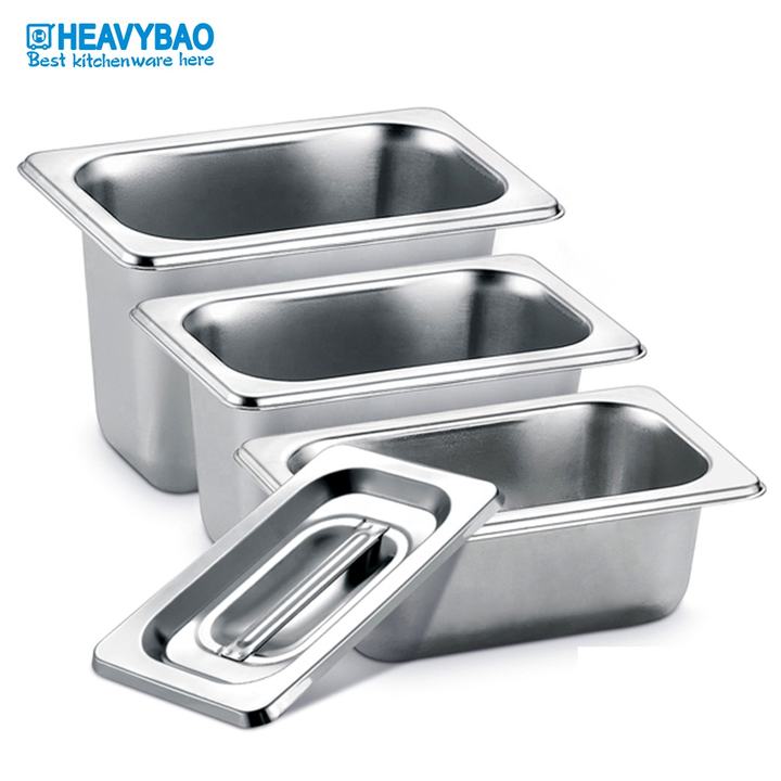 Heavybao Stainless Steel Standard GN Pan Food Container Coffee Shop Hotel Catering Equipment Wholesale Factory Customization