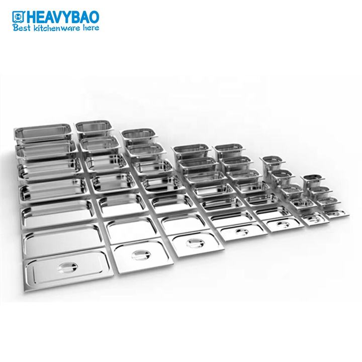 Heavybao Stainless Steel Standard GN Pan Food Container Coffee Shop Hotel Catering Equipment Wholesale Factory Customization