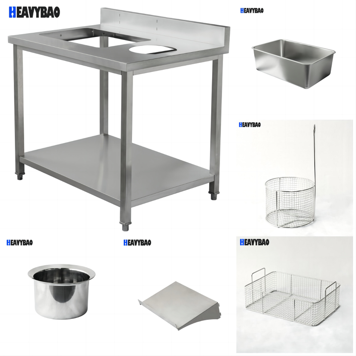 Heavybao Stainless Steel Worktable Chicken Chop Breading Station Table for Hotel Fried Chicken Vendors Low-Cost Manufacturing Hub