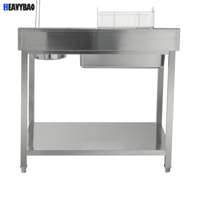 Heavybao Stainless Steel Worktable Chicken Chop Breading Station Table for Hotel Fried Chicken Vendors Low-Cost Manufacturing Hub