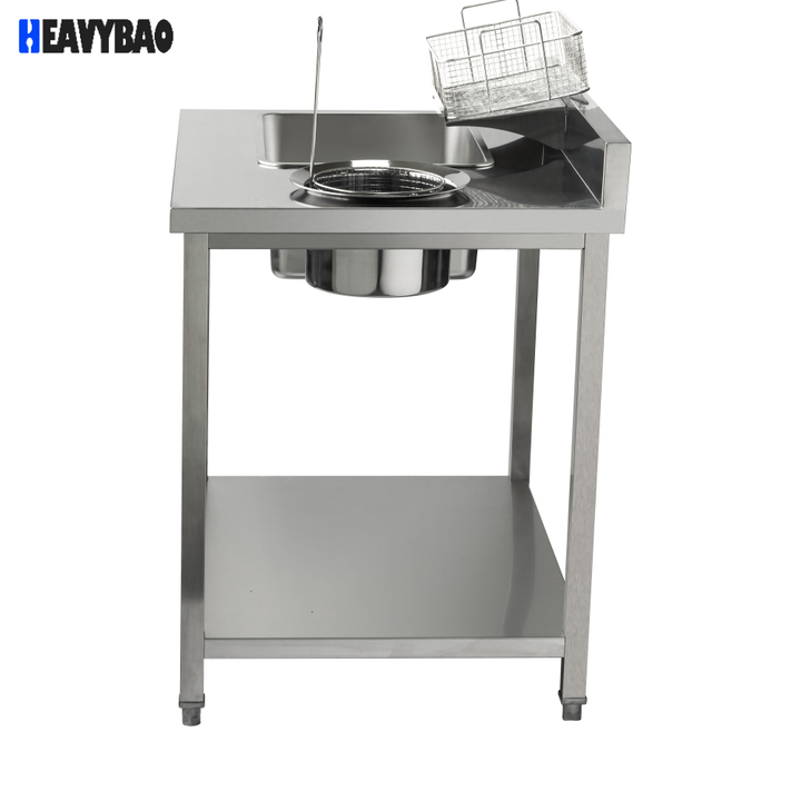 Heavybao Stainless Steel Worktable Chicken Chop Breading Station Table for Hotel Fried Chicken Vendors Low-Cost Manufacturing Hub