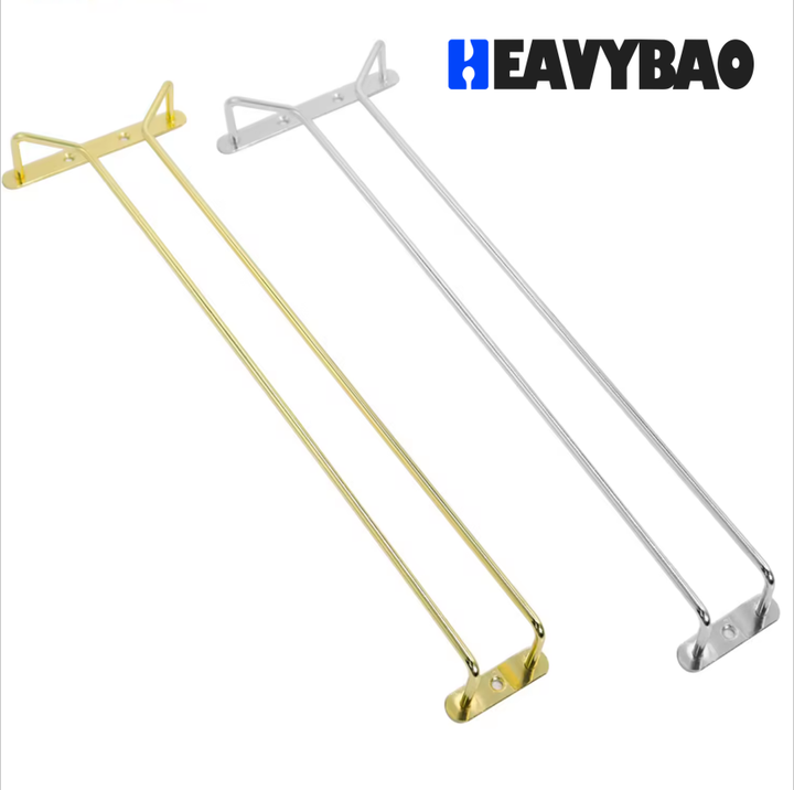 Heavybao Under Cabinet Wine Glass Rack Stemware Holder Glass Storage Hanger Organizer for Kitchen and Bar Set Mass Production B2B