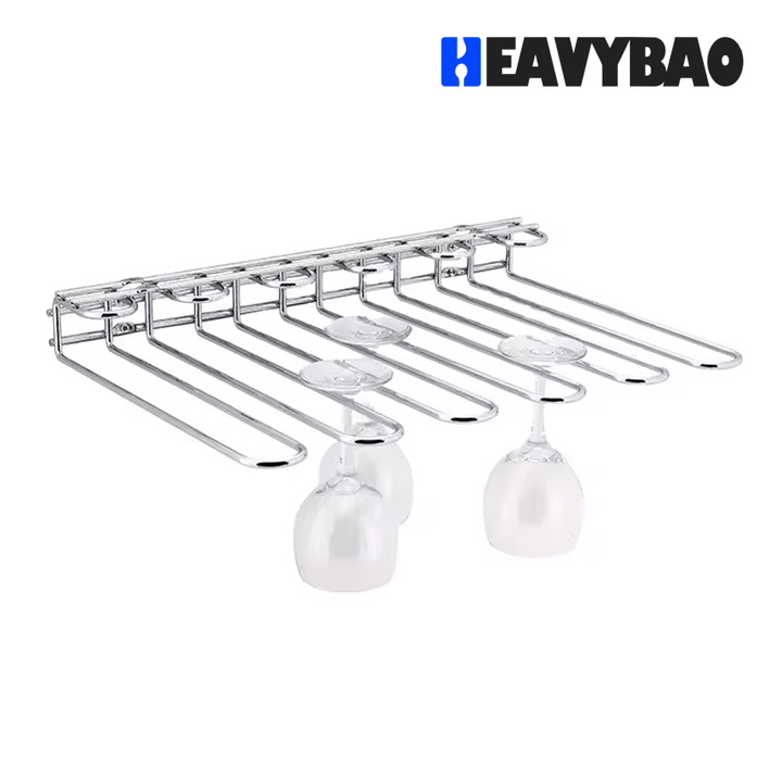 Heavybao Under Cabinet Wine Glass Rack Stemware Holder Glass Storage Hanger Organizer for Kitchen and Bar Set Mass Production B2B