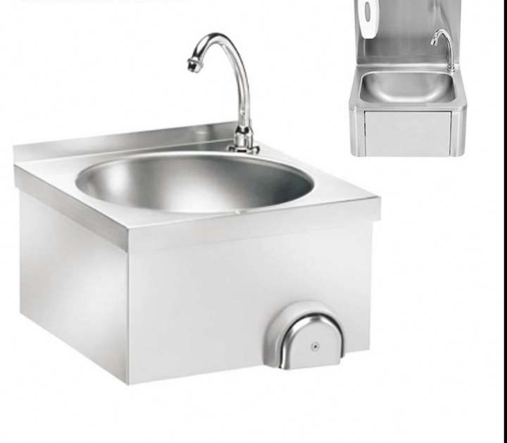 Heavybao Wall Mounted Knee Push Operated Hand Free Wash Sink Basin For Kitchen And Hospital Manufacturing & Supply Trade