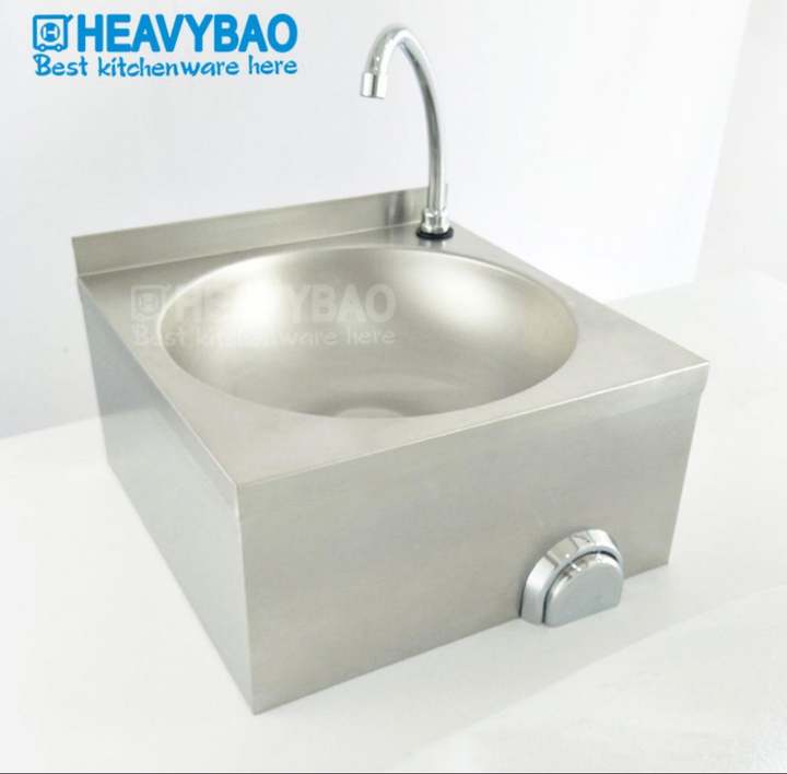 Heavybao Wall Mounted Knee Push Operated Hand Free Wash Sink Basin For Kitchen And Hospital Manufacturing & Supply Trade
