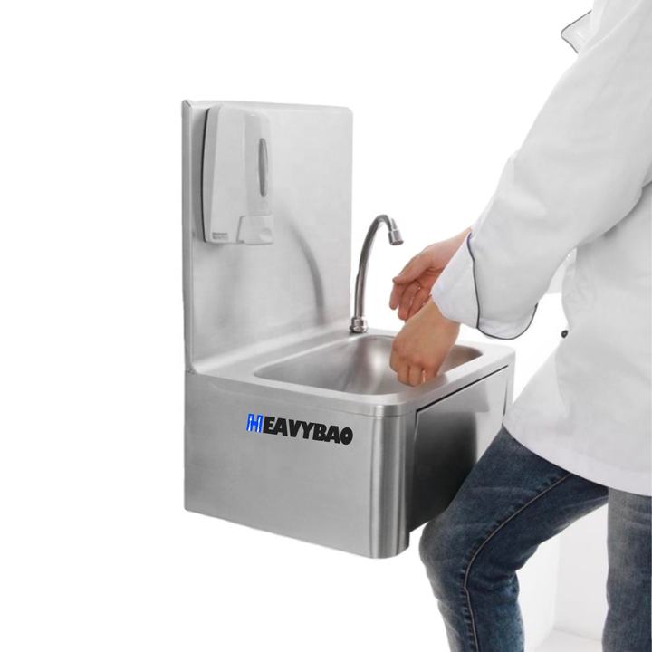 Heavybao Wall Mounted Knee Push Operated Hand Free Wash Sink Basin For Kitchen And Hospital Manufacturing & Supply Trade