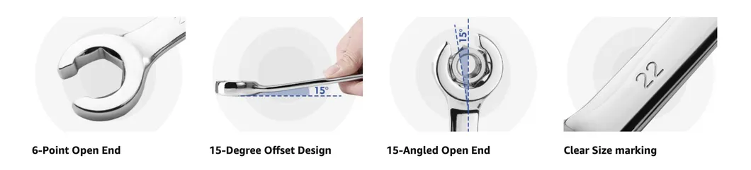 35/64inch-43/64inch Flare Nut Wrench Set, Brake Line Open Wrench