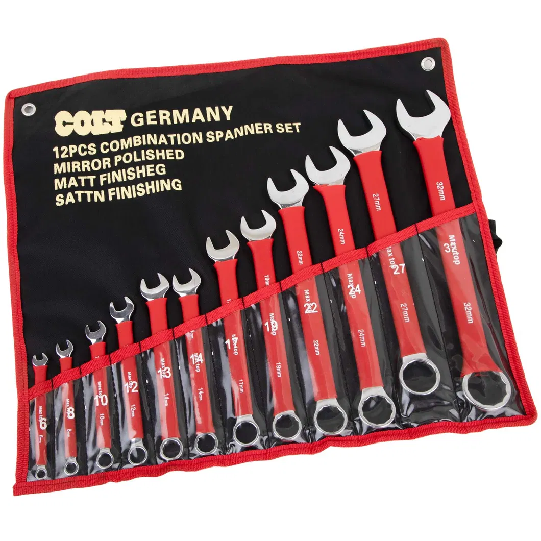 Combination Wrench Set with Insulated Grip Roll up Pouch