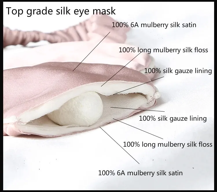 100% Luxury Silk Sleeping Eye Mask Factory Direct 16mm/19mm/22mm