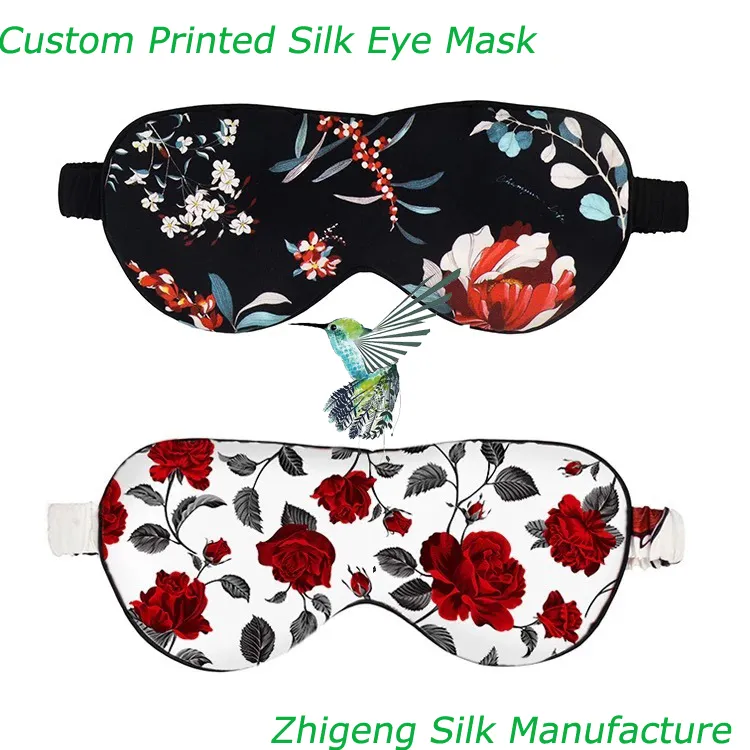 100% Mulberry Silk Printed Silk Eye Mask for Women