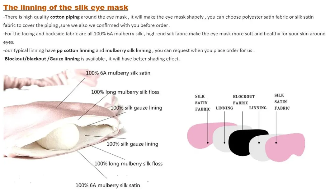 Custom Design 100% Mulberry Silk Eyemask Luxury with Logo