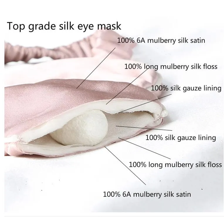 High Quality 100% Silk Sleep Eye Mask with Different Styles