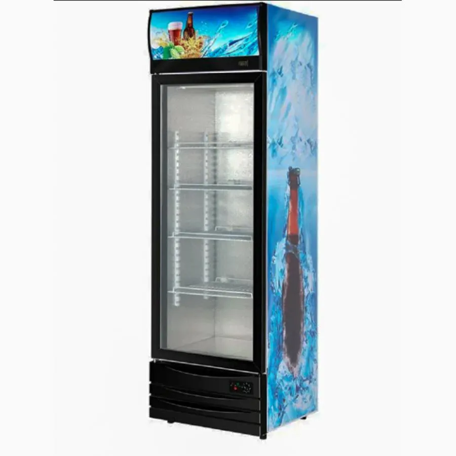 220L OEM Upright Standing Display Fridge Show Case Refrigerator with LED