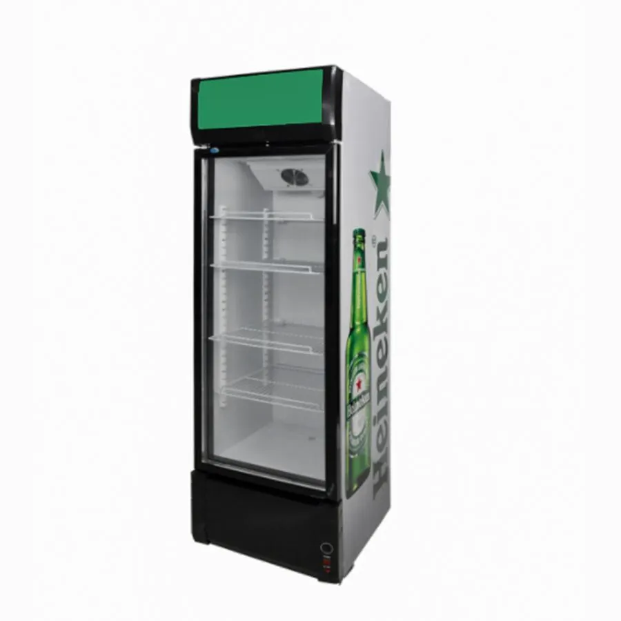 246L Glass Door Upright Display Fridge Freezer Showcase Display OEM Color Vertical Showcase