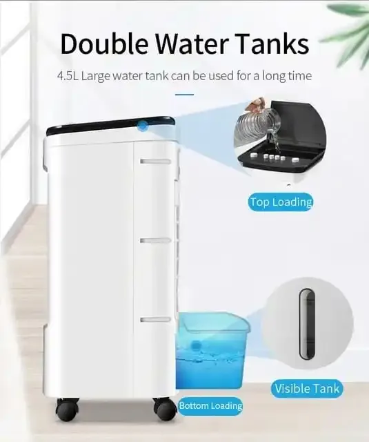 Portable Windowless for Room Bedroom 3 Gal Water Tank Speeds Air Cooler