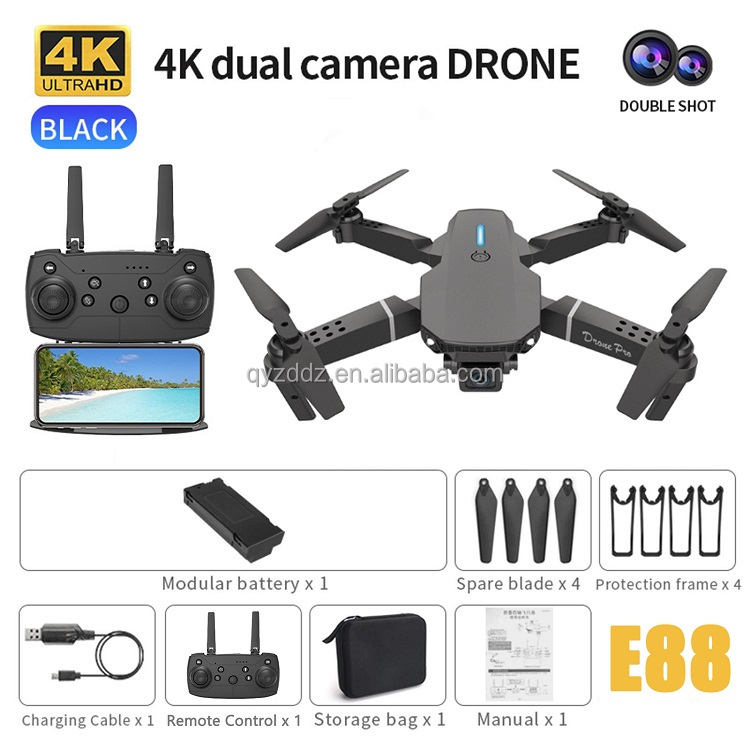 Beginner Drone E88 Pro With HD 4K Aerial Camera Single Dual Camera Height Hold RC Foldable Quadcopter RC Helicopters Drone