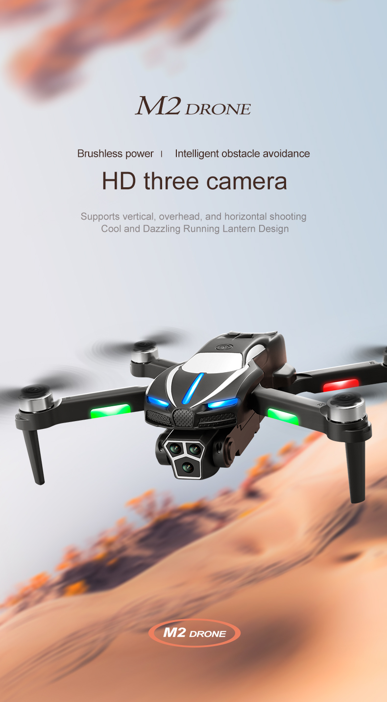 Beginner Drone M2 Obstacle Avoidance 3 Camera RC Drone Optical Flow Hover HD Wifi FPV LED Light Brushless Motor Quadcopter