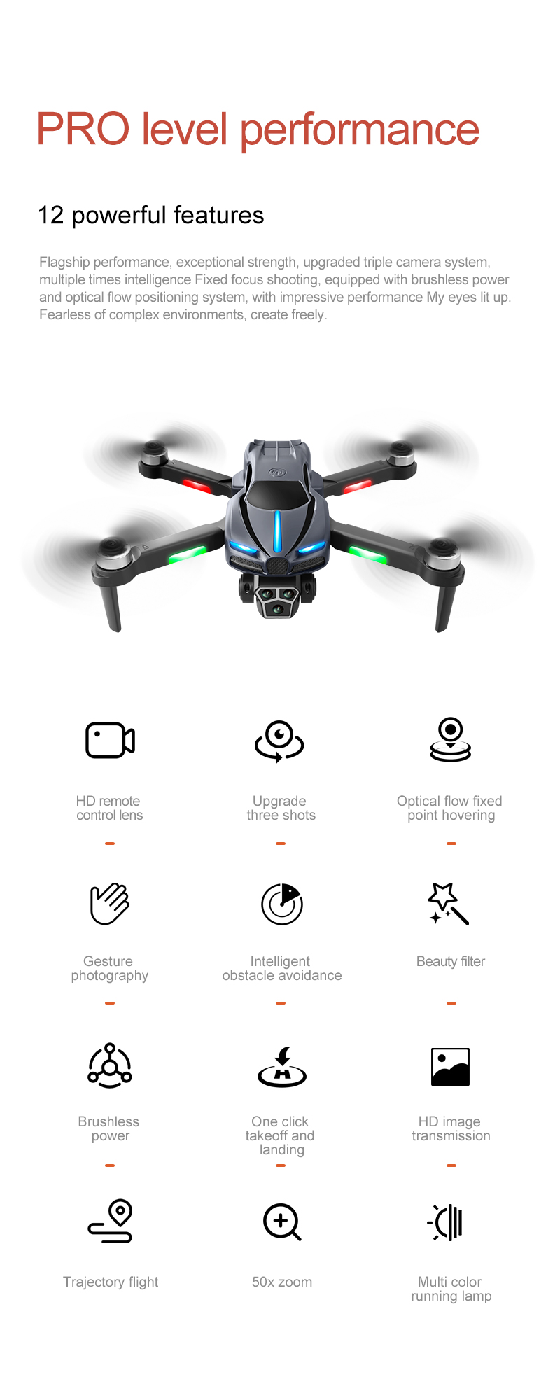 Beginner Drone M2 Obstacle Avoidance 3 Camera RC Drone Optical Flow Hover HD Wifi FPV LED Light Brushless Motor Quadcopter