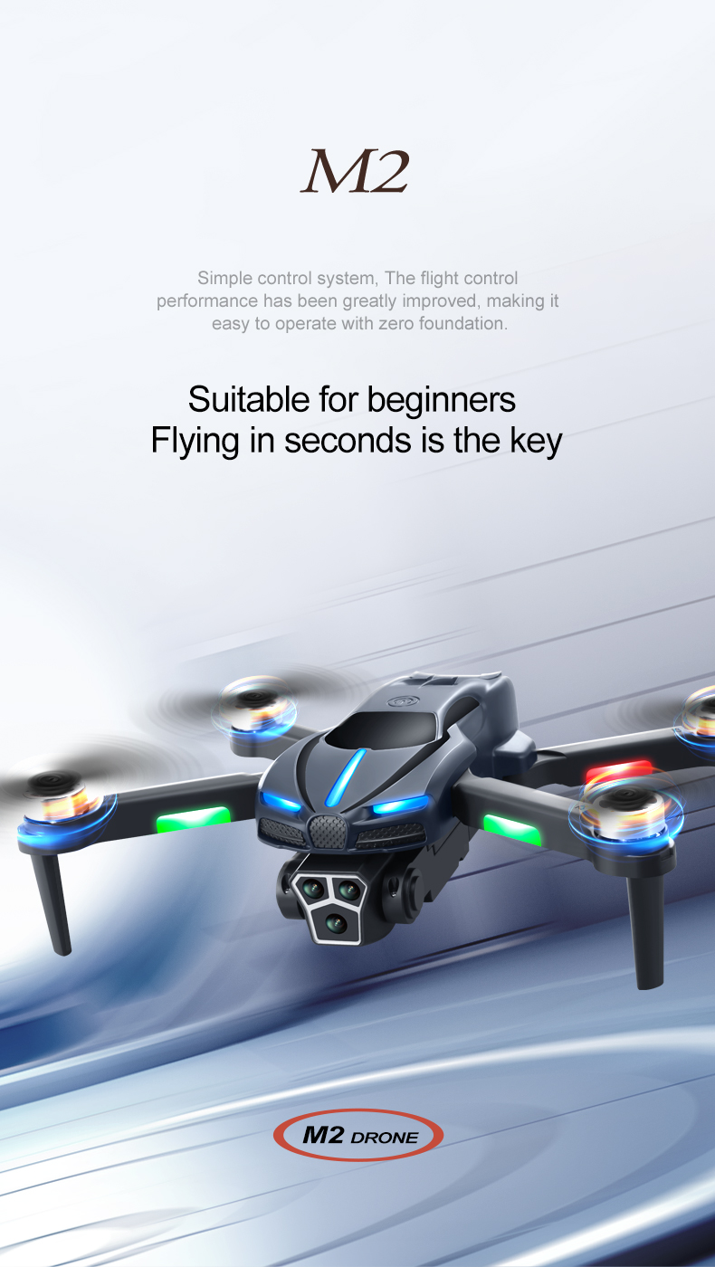 Beginner Drone M2 Obstacle Avoidance 3 Camera RC Drone Optical Flow Hover HD Wifi FPV LED Light Brushless Motor Quadcopter