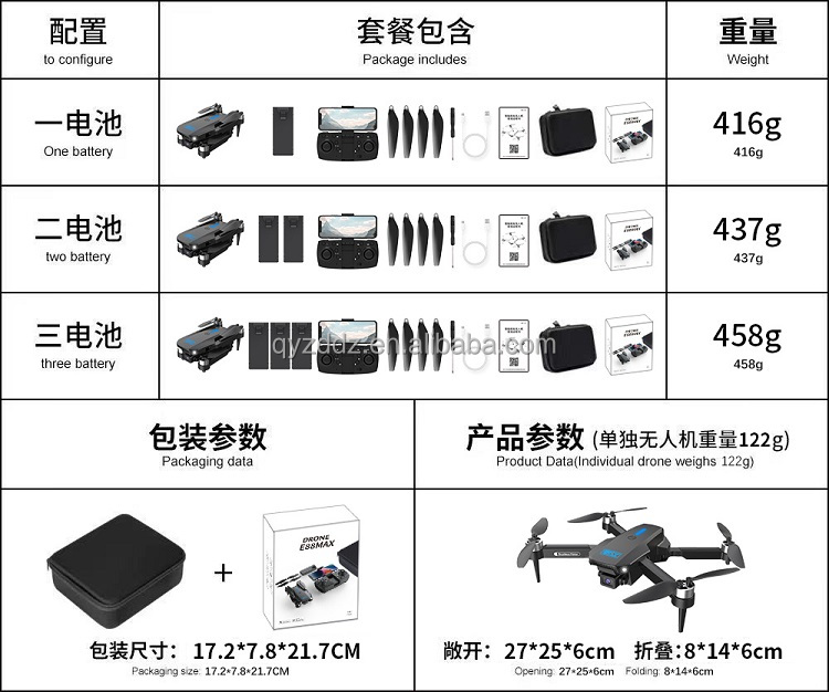 E88 Max Drone With Hd 4k Dual Camera Optical Flow Foldable Wifi Fpv Brushless Motor Drone Profesional Quadcopter Toy