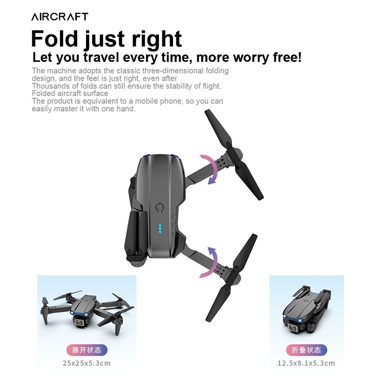 E99 Cheap Drone 4K Intelligent Three sided Obstacle Avoidance Beginner's Birthday Gift Radio-controlled Aircraft Drone