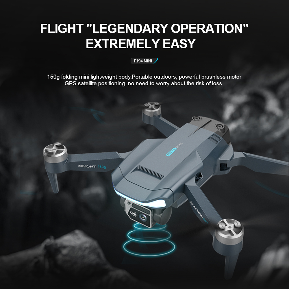 F194 5G GPS Drone 4K HD Dual Camera 5G WIFI FPV Foldable Quadcopter Long Distance 1000M Racing GPS Brushless Drone 8K