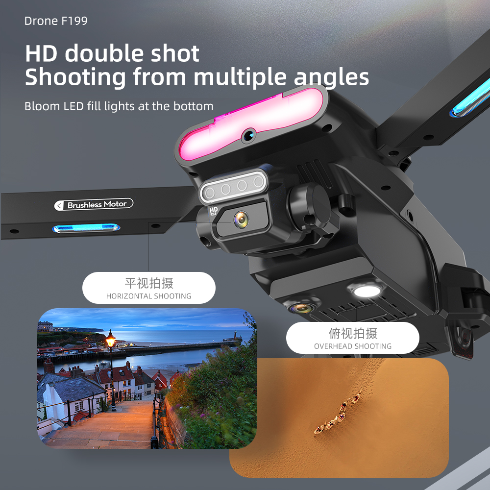 F199 Drone With Camera Mini 4K Wifi Fold Drone Brushless Optical Flow 100m Phone Control 2.4G FPV Gesture Outdoor Quadcopter