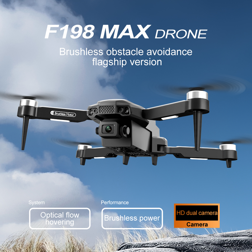 New F198 Optical Flow Positioning Brushless Dual Camera 480P Mini Smart Follow Drone UAV 2.4G Wifi Transmission RC Video Drones