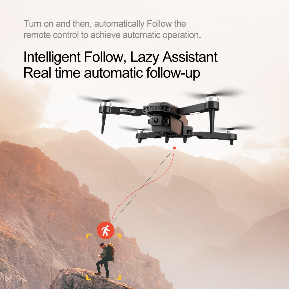 New F198 Optical Flow Positioning Brushless Dual Camera 480P Mini Smart Follow Drone UAV 2.4G Wifi Transmission RC Video Drones