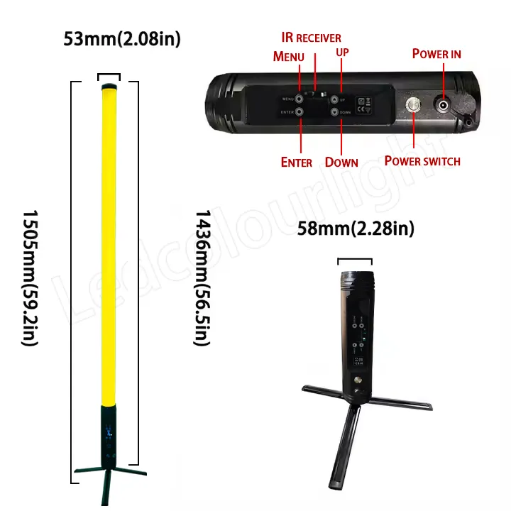 Stage Decoration 360 Degree Wireless DMX512 LED Battery Pixel Standing Tube Lights