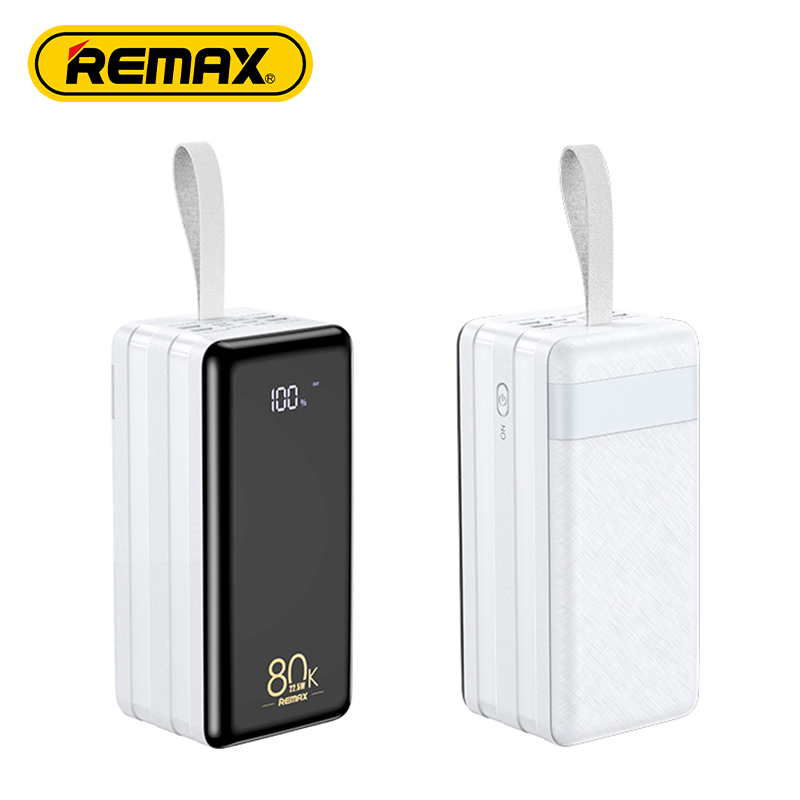 Remax Portable Outdoor Power Bank 80000 Mah Large Capacity Rpp-291 Fast Charging Pd Qc 22.5W Usb Type-C Led Flashlight Powerbank