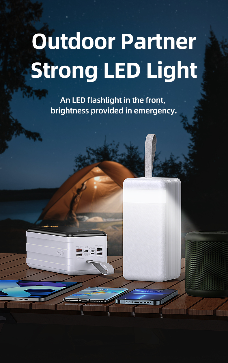 Remax Portable Outdoor Power Bank 80000 Mah Large Capacity Rpp-291 Fast Charging Pd Qc 22.5W Usb Type-C Led Flashlight Powerbank